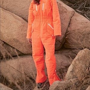 Free people neon coral all prep ski suit